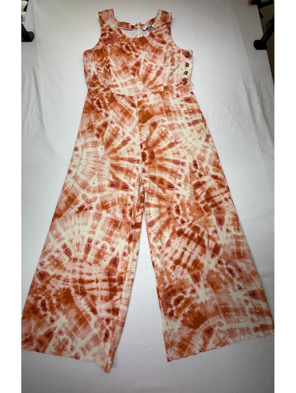 Cupio Signature Women's Jumpsuit Sleeveless Tie Dye Size Medium Orange Cream